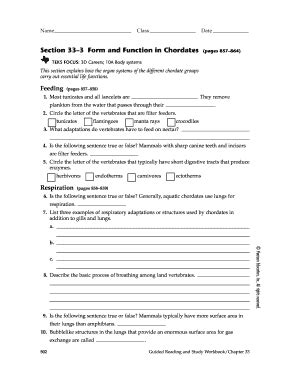 Section 33-3: Exploring Form And Function In Chordates