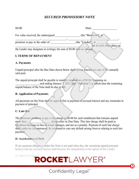 Secured Promissory Note - Secured Loan Agreement | Rocket Lawyer