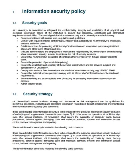 Security Policy Framework Template