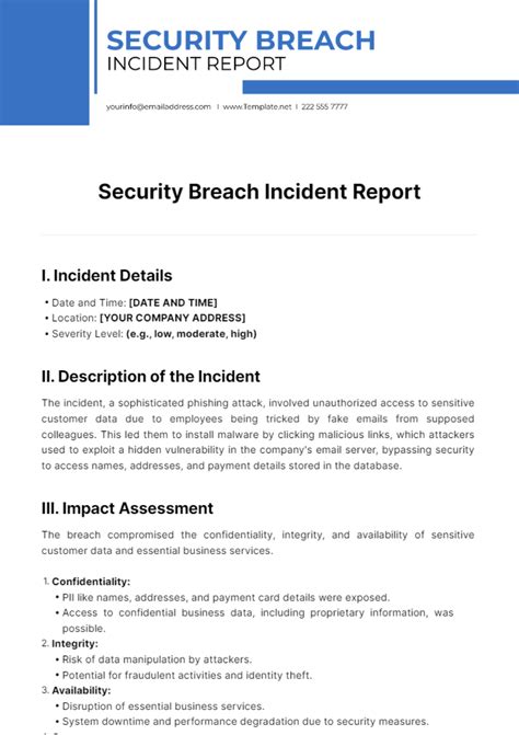 Simple Security Incident Report Template Google Docs, Word, Apple