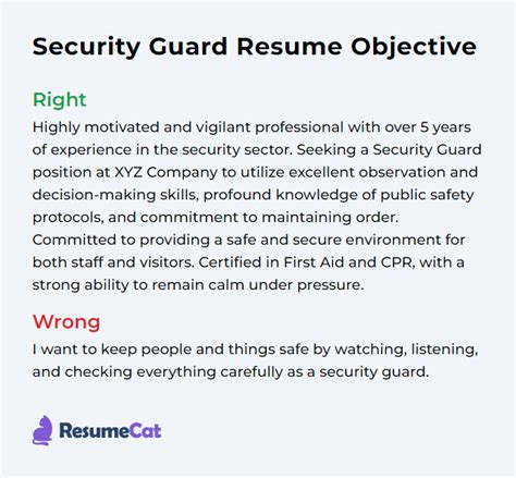 Security Guard Resume Objective Examples
