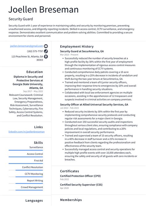 Security Guard Resume Skills