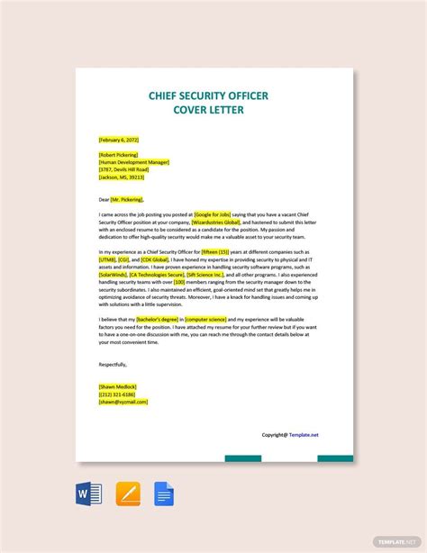 Security Officer Cover Letter Template
