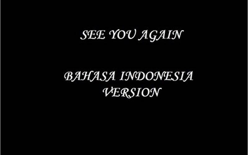 See You Again Bahasa Indonesia
