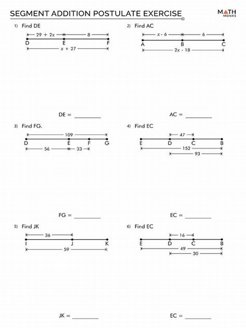 Segment Addition Postulate Coloring Activity Answer Key