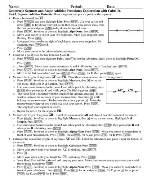 Segment and Angle Addition Postulates Exploration - MILC