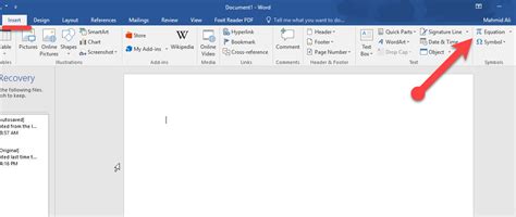 Select Insert Tab to Type and Use Mathematical Equations