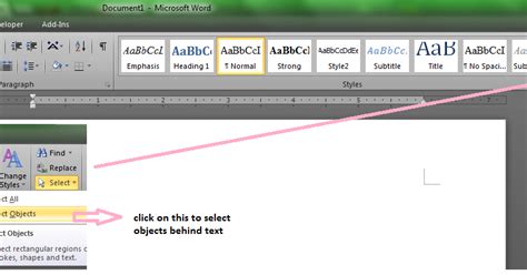 Select Objects That are Behind Text: