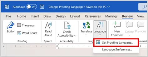 Select the Appropriate Proofing Language in Word