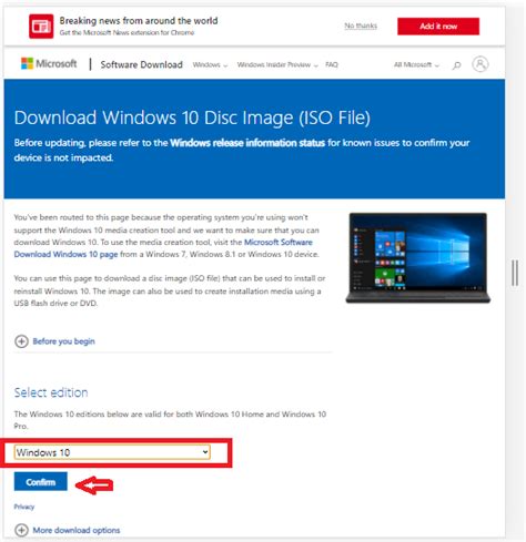Select the Edition of Windows 10 You Want to Download
