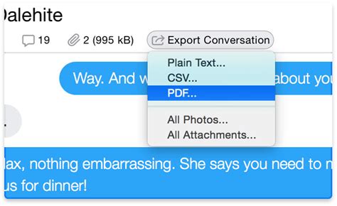 Selecting and Exporting Your Conversation