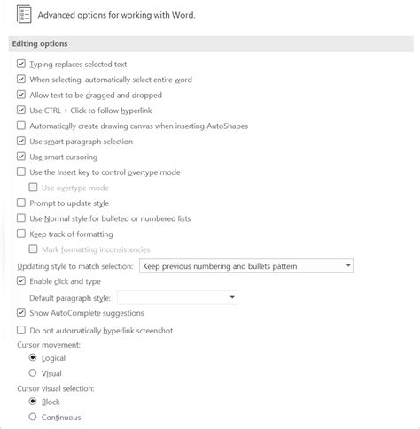 Selecting the Editing Option