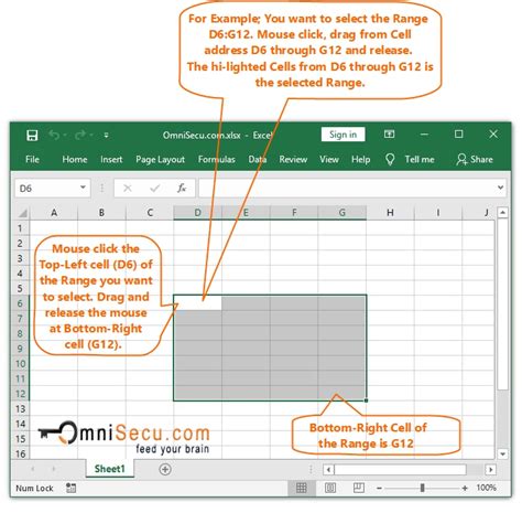 Selecting the Range in Excel