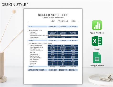 Sellers Net Sheet Template Excel