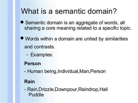 Semantic Domain Examples
