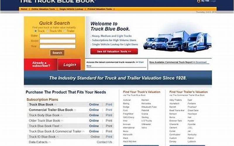 Semi Truck Blue Book Website