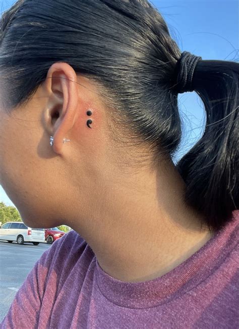 Semicolon Tattoo Back Of Ear