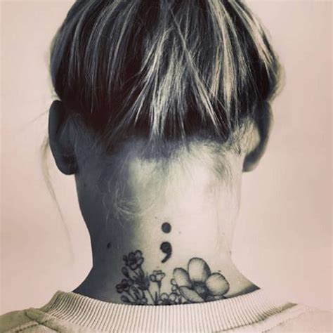 Semicolon Tattoo Back Of Neck