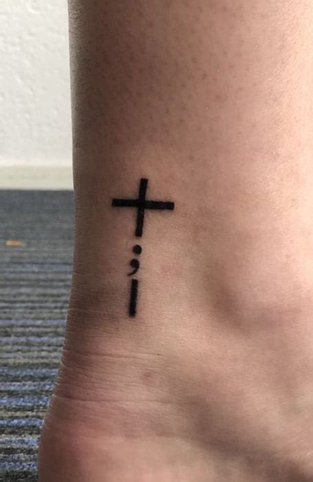 Semicolon Tattoo Cross