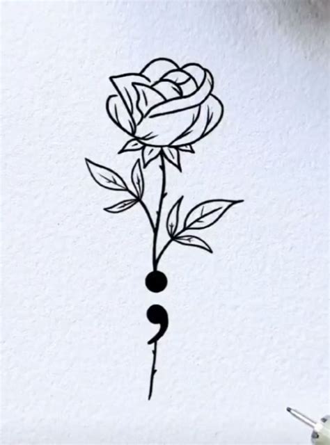 Semicolon Tattoo Rose