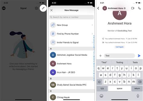 Send an encrypted message in Signal iOS app