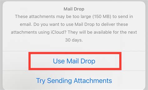 Send large files attachments via email from iPhone using Mail Drop