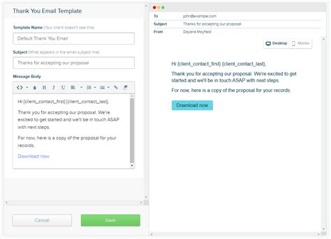 Sending Proposal    Email Sample