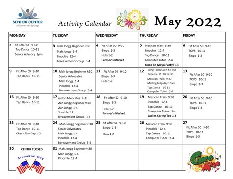 Senior Center Activity Calendar
