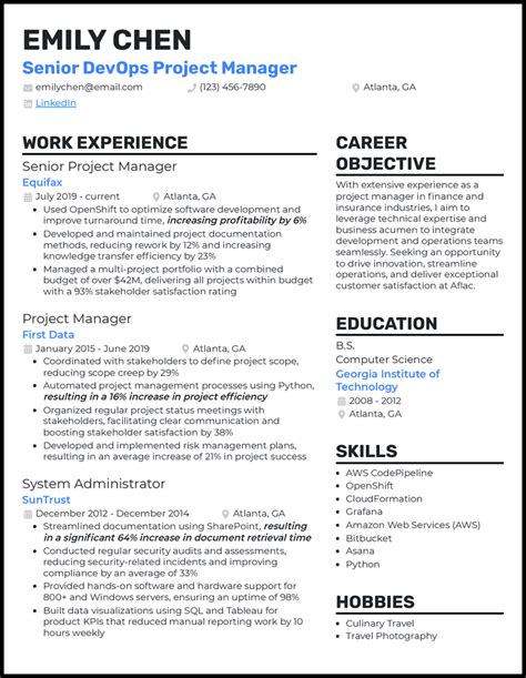 Ace Your Job Search with a Spectacular Senior DevOps Project Manager Resume: Impress Hiring Managers and Land Your Dream Role Today!