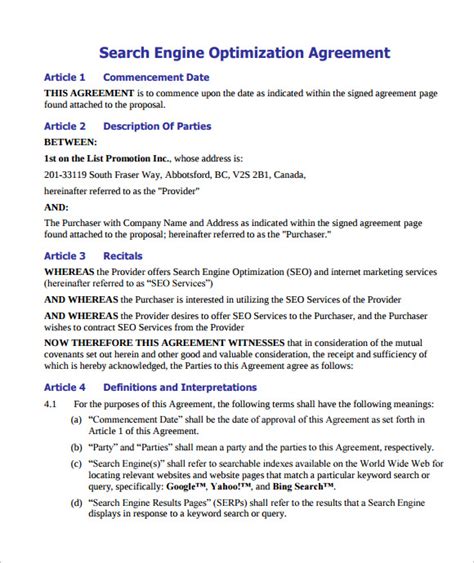Seo Contract Template 2017