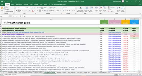 Seo Report Excel Template