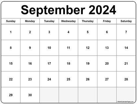 Sep Month Calendar