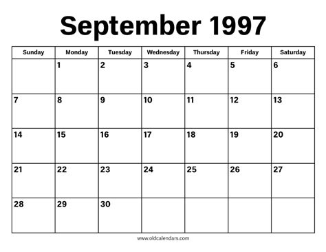 Sep 1997 Calendar