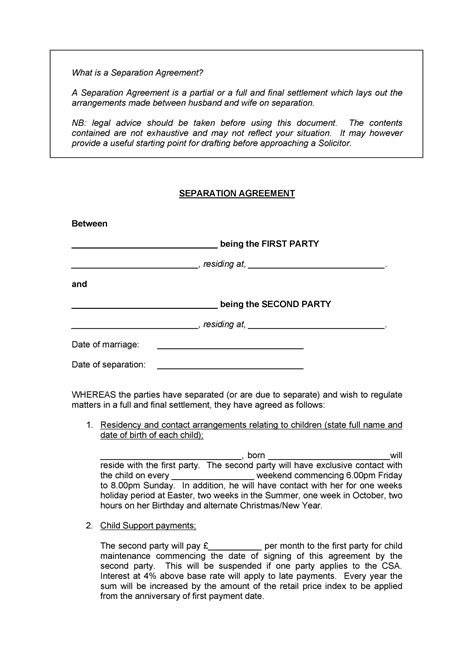Separation Papers Template