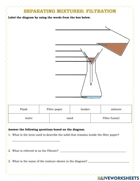 Separation Techniques Separating Mixtures Worksheet - worksheet