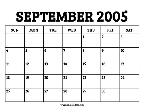 Sept 2005 Calendar