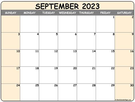 Sept Calendar Template
