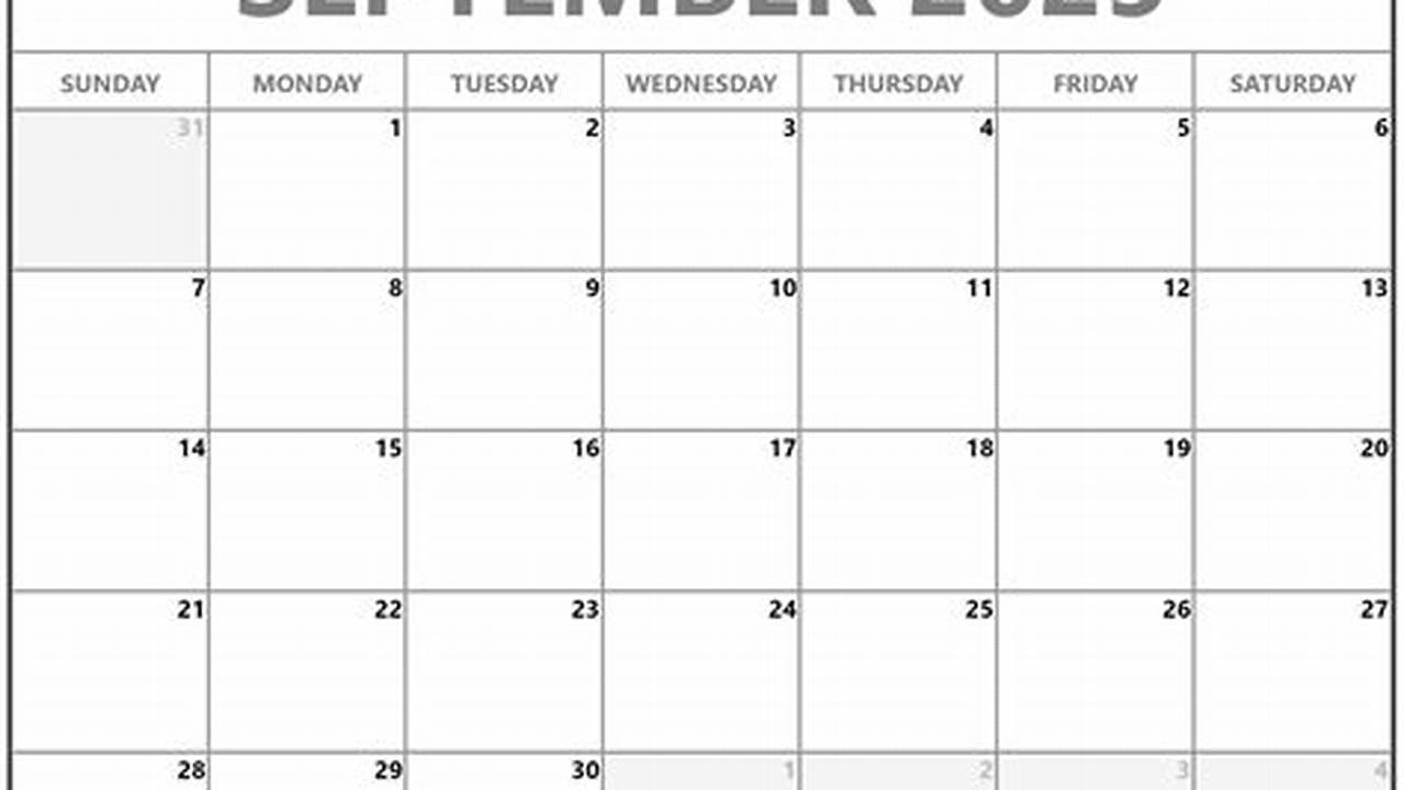 September Calendar 2025 Printable Free Excel Format