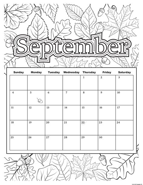September Calendar Colors
