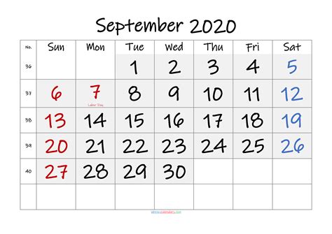 September Calendar Please