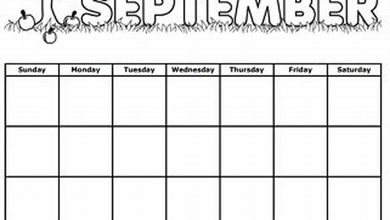 September Calendar Worksheet