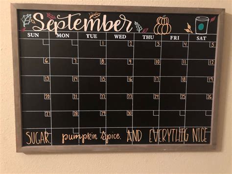September Chalkboard Calendar