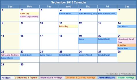 Calendar Holidays