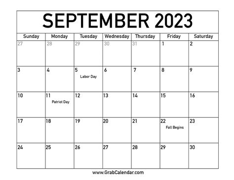 September 2023 calendar free printable calendar