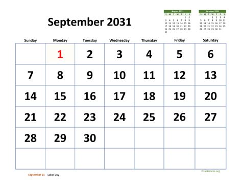 September 2031 Calendar