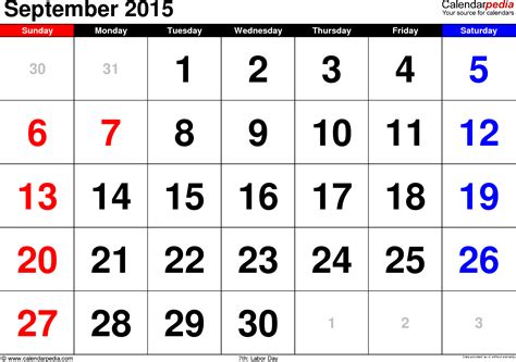 September Calendar 2015