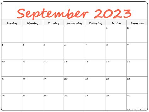 September Calendar 2023 Printable