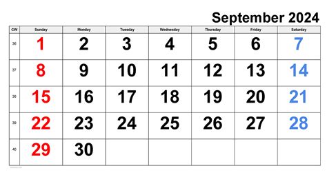 September Calendar Free