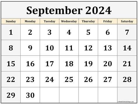 September Monthly Calendar 2024 Printable