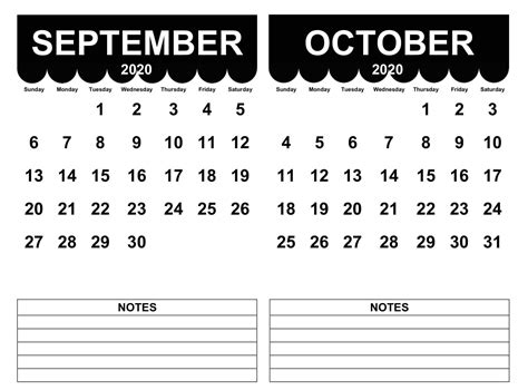 September October Calendar